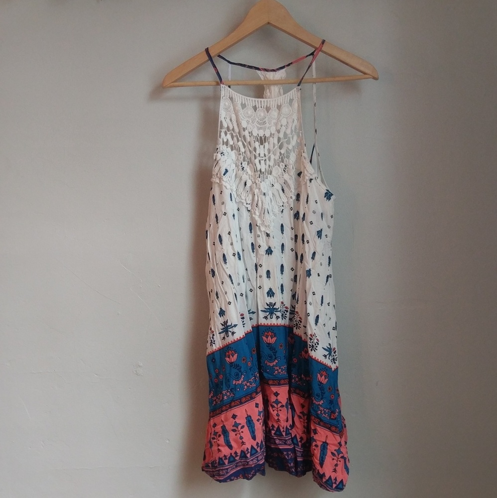 Laced high neck mini dress